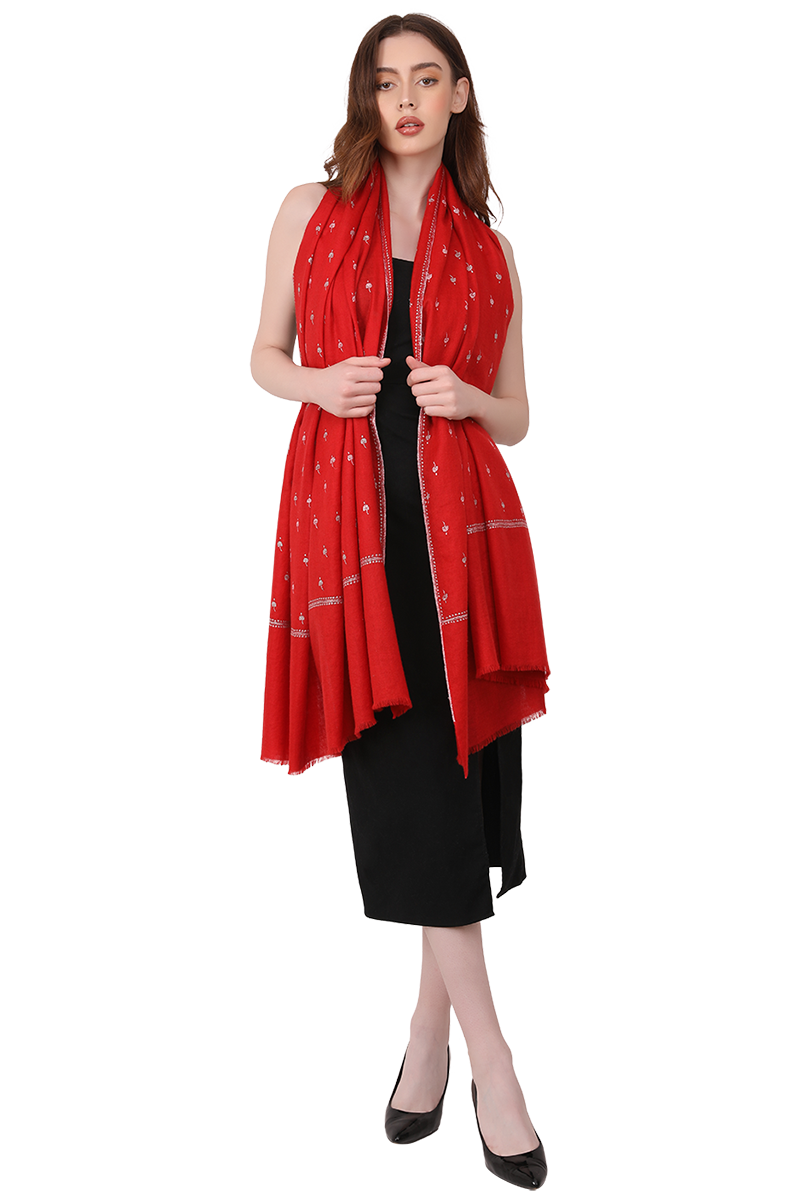 Polka Red Pashmina Shawl